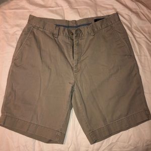 Khaki polo flat front shorts